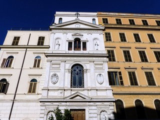 Facciata barocca della chiesa dei Santi Sergio e Bacco  degli Ucraini a Roma in Italia.