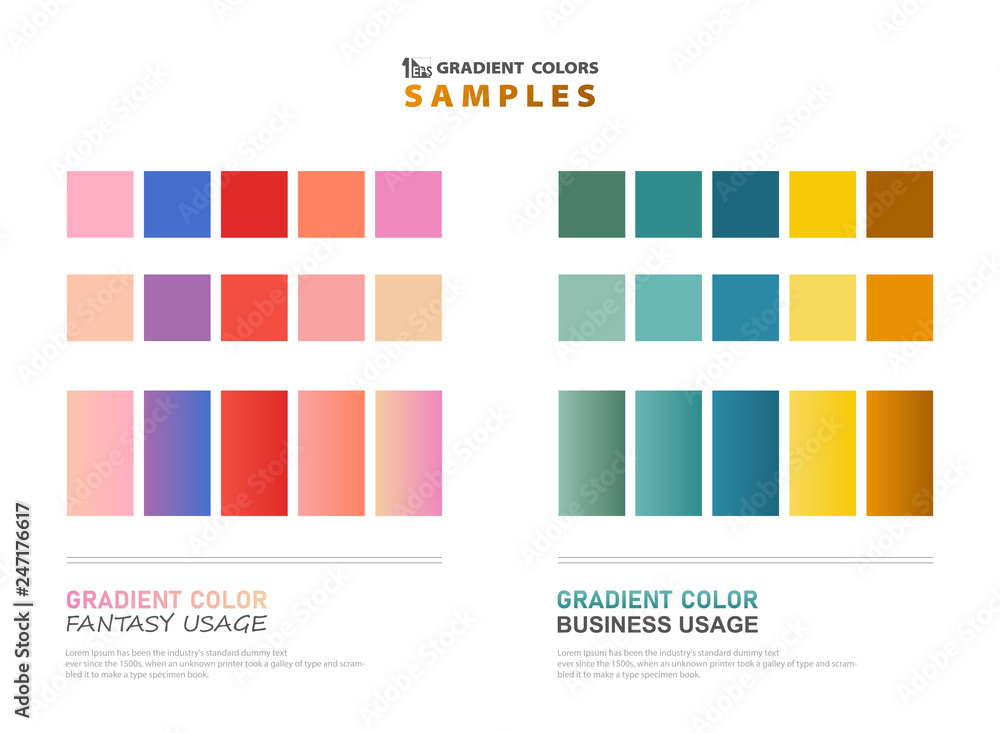 Poster abstract color theme gradient samples for usage.