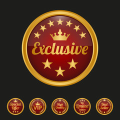 Exclusive quality label on black background.