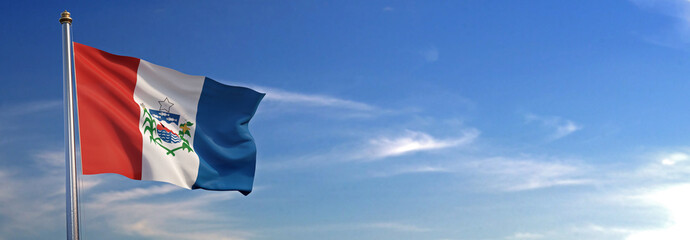 Bandeira do Alagoas subir acenando para o vento com o céu ao fundo