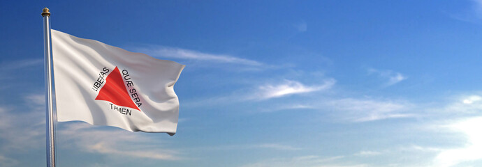 Bandeira do Minas Gerais subir acenando para o vento com o céu ao fundo © Negro Elkha