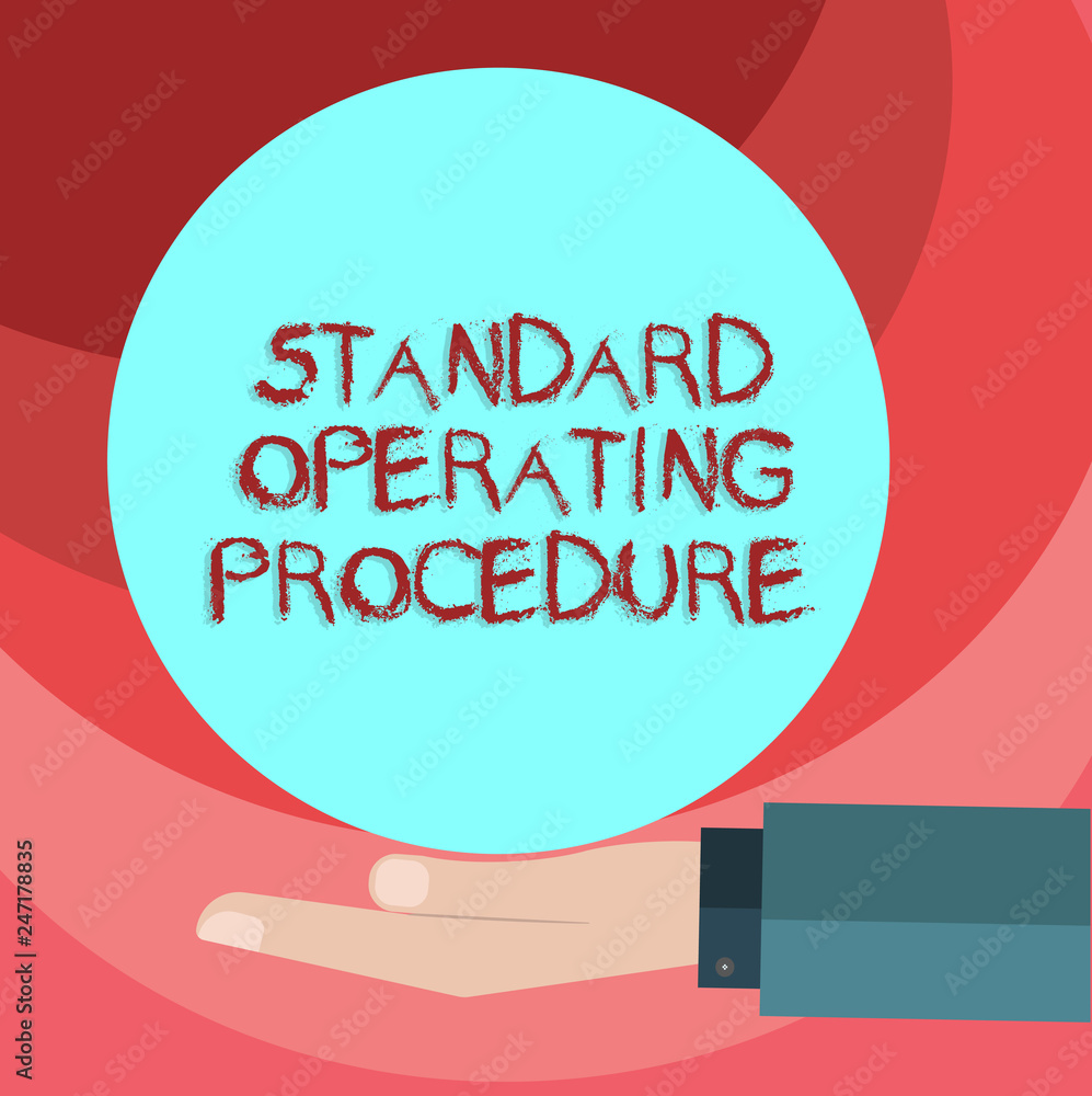 Aufkleber text sign showing standard operating procedure. conceptual photo detailed directions on how to perfo