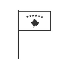 Kosovo flag icon in black outline flat design. Independence day or National day holiday concept.