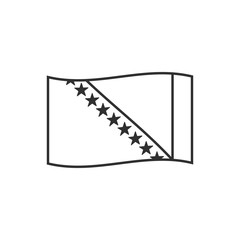 Bosnia and Herzegovina flag icon in black outline flat design. Independence day or National day holiday concept.