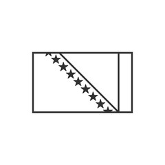 Fototapeta premium Bosnia and Herzegovina flag icon in black outline flat design. Independence day or National day holiday concept.