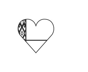 Belarus flag icon in a heart shape in black outline flat design. Independence day or National day holiday concept.