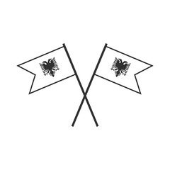 Albania flag icon in black outline flat design. Independence day or National day holiday concept.