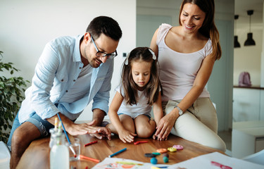 Happy family having fun time at home