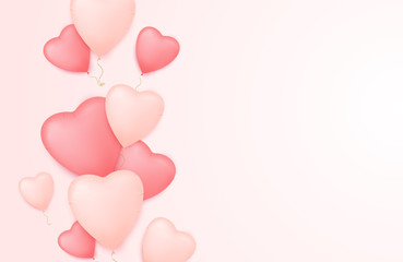 Valentine day background with heart balloons 