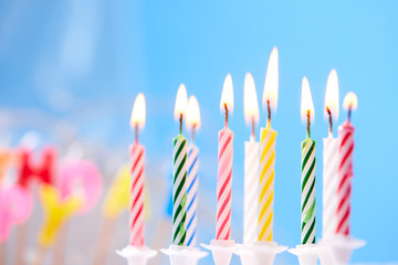 birthday candles  on the blue background