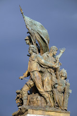 Memorial to ancient fighters in front of the Monomento a Vittorio Emanuele II. Venice Square, Rome, Italy  