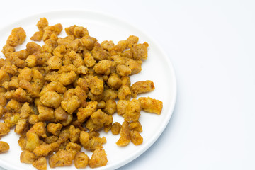 carne de soja, proteína vegetal texturizada, cocinada y condimentada