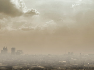 Naklejka na ściany i meble Blurred background of PM2.5 smog in the city bangkok thailand