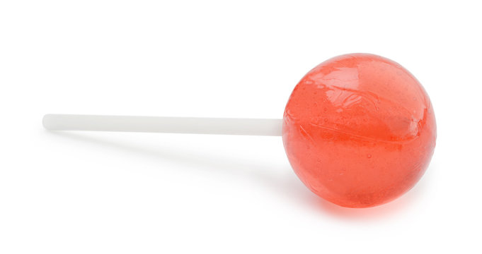 Pink lollipop isolated on white