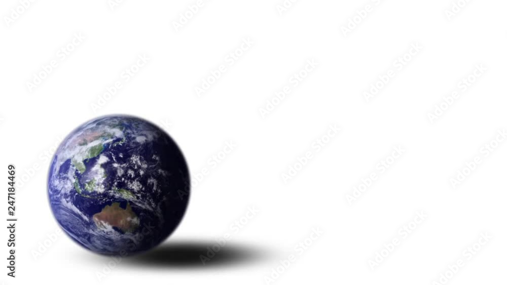 Poster planet earth moving at the circle and rotating, with shadow, isolated on white background. elements 