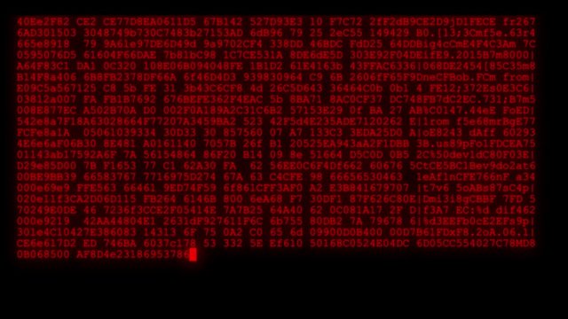 encrypted fast long scrolling programming security hacking code data flow stream on red display new quality numbers letters coding techno joyful video 4k stock footage