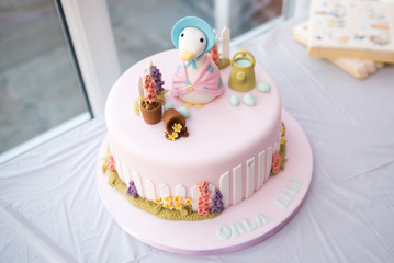 Christening cake with duck decoration