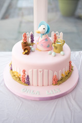 Christening cake with duck decoration