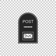 Post box icon isolated on transparent background. Mail box sign. Flat design. Vector Illustration