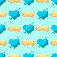 Seamles pattern with cartoon cloud and star