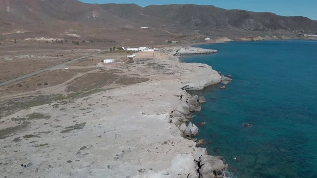 Aerial video of the waves on the beach ON THE MEDITERRANEAN COAST IN CABO DE GATA, SPAIN