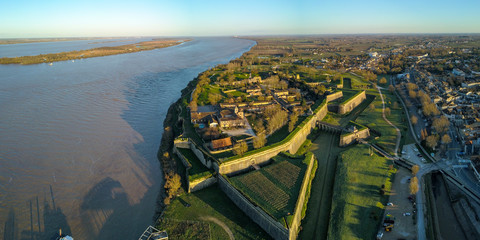 Aerial view, Blaye Citadel, UNESCO world heritage site in Gironde, France