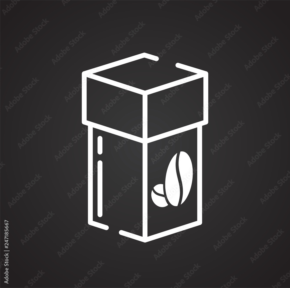 Poster coffee outline icon on black background for graphic and web design, modern simple vector sign. inter