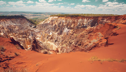 Lavaka of Ankarokaroka erosion canyon in Ankarafantsika National Park, incredible moonscape with...