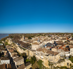 Fototapeta na wymiar Aerial view, Bourg sur Gironde, site in Gironde, Aquitaine