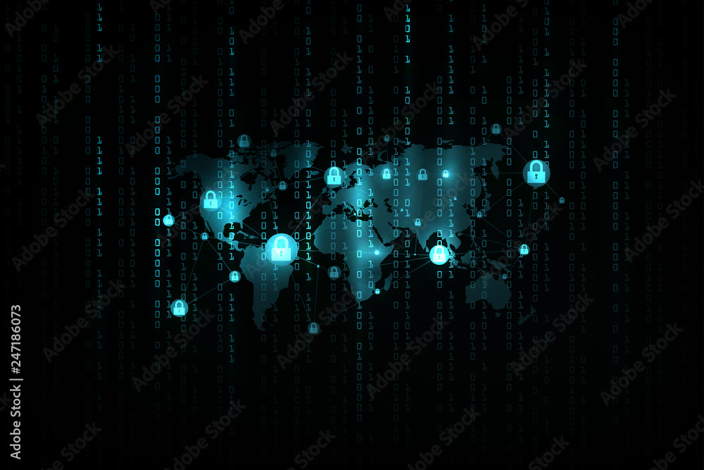 Poster future cyber technology web services for business and internet project. cyber security and informati