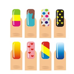 colorful manicure nail design vector