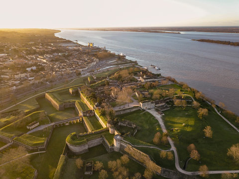 Aerial view, Blaye Citadel, UNESCO world heritage site in Gironde, France