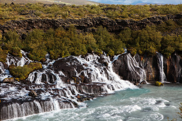 Hraunfossar (Borgarfjordur, western Iceland) waterfalls