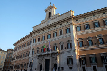 Fototapeta na wymiar Palazzo Montecitorio, seat of the Italian Chamber of Deputies in Rome, Italy