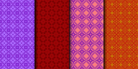 Set Of Seamless Texture Of Geometric Ornament. Vector Illustration. For The Interior Design, Printing, Web And Textile.