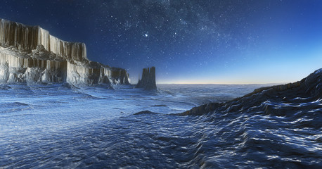Ice desert at night