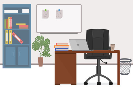 Office workplace, office chief vector illustration in flat style