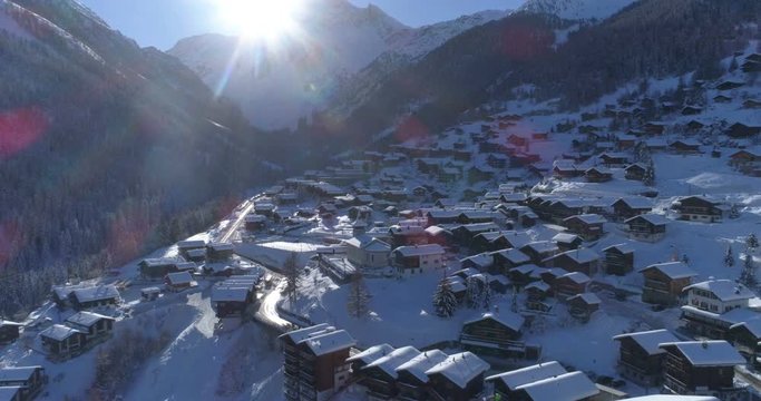 Grimentz old village - Aerial 4K