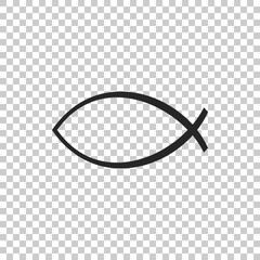 Christian fish symbol icon isolated on transparent background. Jesus fish symbol. Flat design. Vector Illustration