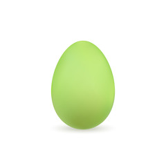 Easter egg 3D icon. Green color egg, isolated white background. Pastel realistic design, decoration for Happy Easter celebration. Holiday element. Shiny pattern. Spring symbol. Vector illustration