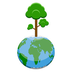Earth planet with a tree