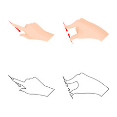 Vector illustration of touchscreen and hand sign. Set of touchscreen and touch vector icon for stock.