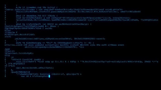 encrypted fast long scrolling programming security hacking code data flow stream on blue display new quality numbers letters coding techno joyful video 4k stock footage