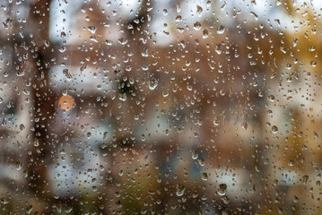 Raindrops on the living room glass