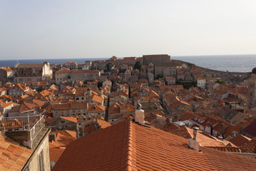 DUBROVNIK, CROATIA - AUGUST 22 2017: view from the top pf the city of Dubrovnik