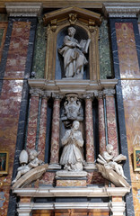 Funerary memorials  in church Gesu e Maria in Rome, Italy