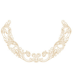 Golden vintage baroque ornament, corner. Retro pattern antique style acanthus.