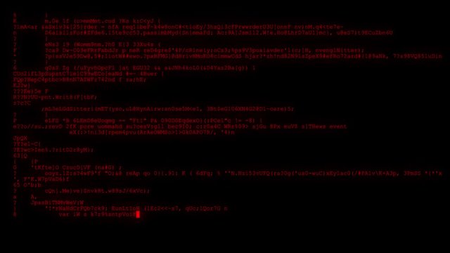 encrypted fast long scrolling programming security hacking code data flow stream on amber orange display new quality numbers letters coding techno joyful video 4k stock footage