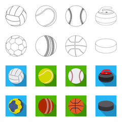 Vector illustration of sport and ball icon. Set of sport and athletic stock vector illustration.