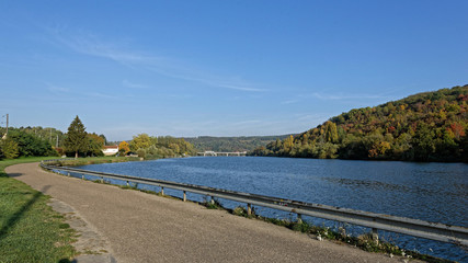 Fototapeta na wymiar La Moselle, Sierck-les-Bains, Moselle, Grand Est, Lorraine, France